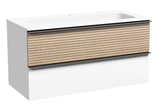 Подвесная тумба под раковину Sancos Delta DL100W 100см дуб светлый/белый